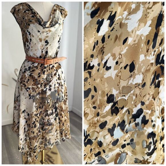 Adrianna Papell Asymmetric Cowl Neck Dress Size 8 - Picture 1 of 4